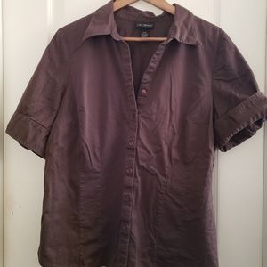 Lane Bryant Brown Button Up Top 14/16